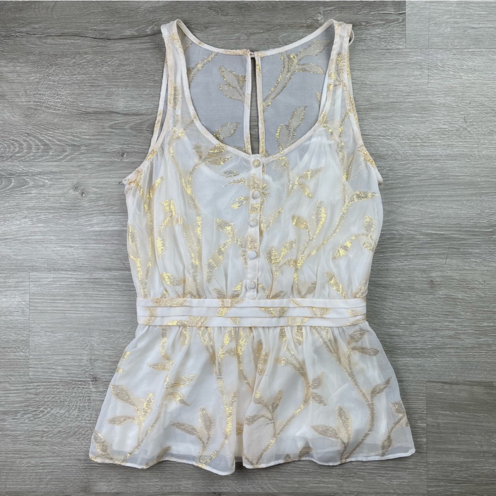 Anthropologie The Addison Story Gold Blouse tank top